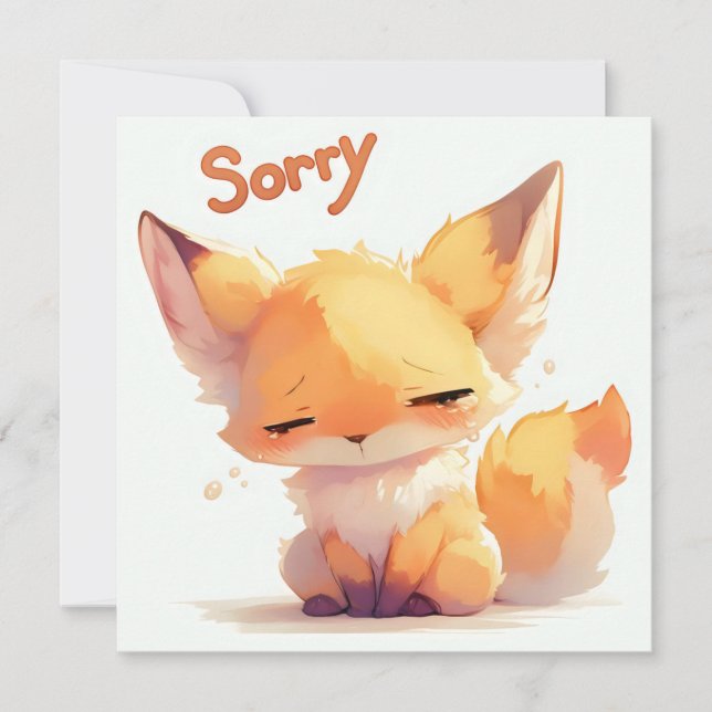 Sorry Cute Fox Cry Holiday Card (Front)