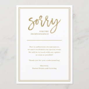 Sorry for Inconvenience Cancellation or Postpone Invitation