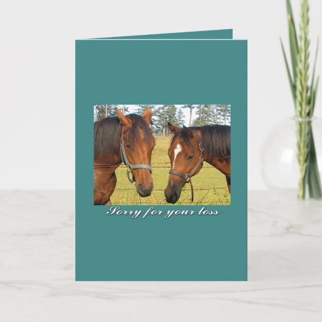 Sorry For Your Loss, Sympathy Two Sad Horses Card (Front)