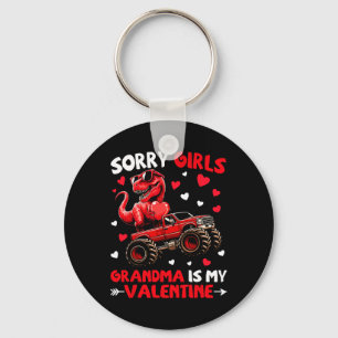 Sorry Girls Grandma Is My Valentine Dinosaur Monst Keychain