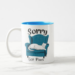 Sorry Got Plans Funny Cat Lover Gift Two-Tone Coffee Mug