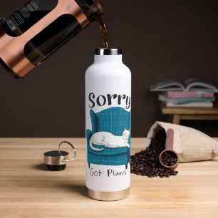 Sorry Got Plans Funny Cat Lover Gift  Water Bottle