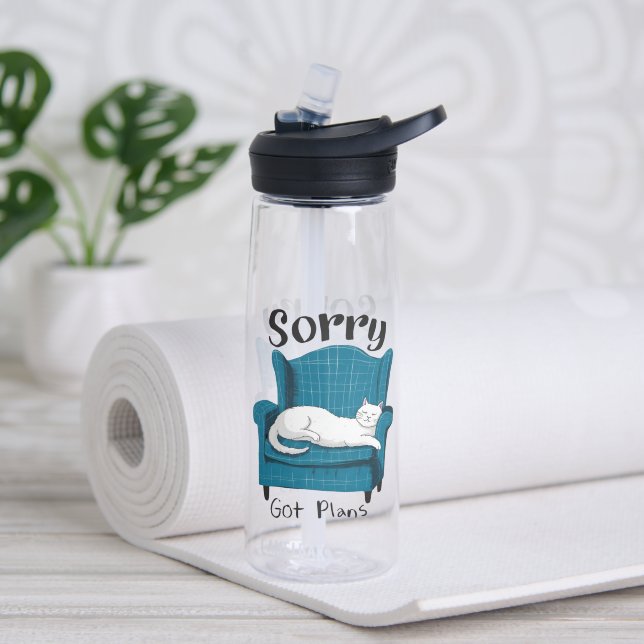 Sorry Got Plans Funny Cat Lover Gift  Water Bottle (Yoga (Rotated))