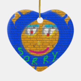 Sorry Graffiti, Art Sad Face, Sadness Regret Ceramic Ornament