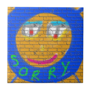 Sorry Graffiti, Art Sad Face, Sadness Regret Tile