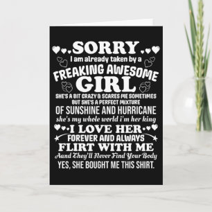 Sorry I Am Already Taken Awesome Girl Happy Valent Card