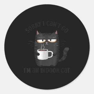 Sorry I Can’t Go I’m An Indoor Cat Funny Cat Meme  Classic Round Sticker