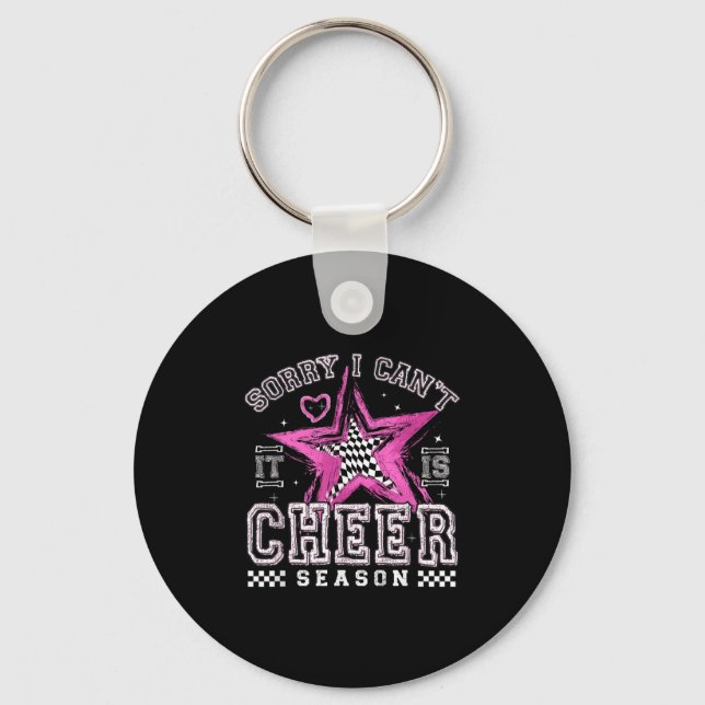 Sorry I Can't It's Cheer Season Cheerleader Checke Keychain (Front)