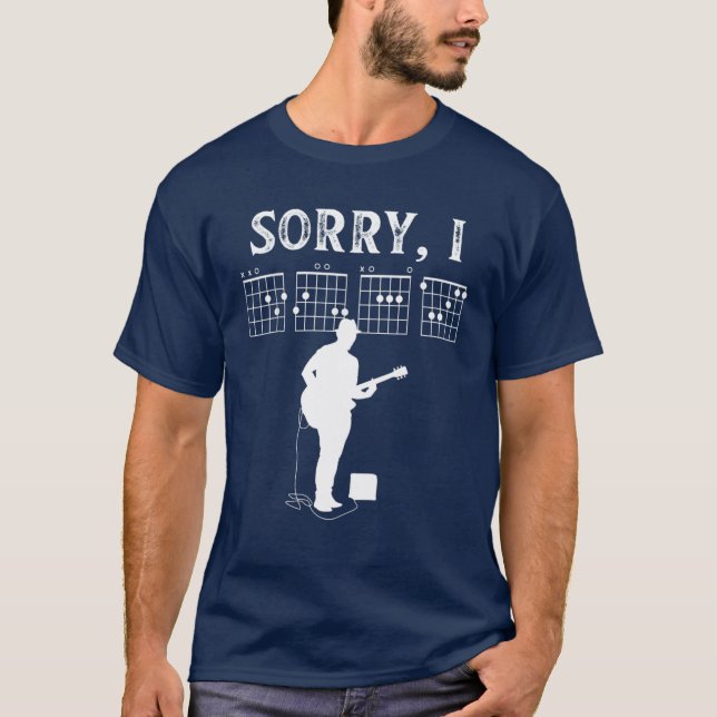 Sorry I DGAF Funny Hidden Message Guitar T-Shirt (Front)