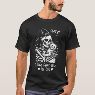 Sorry I Have Plans with My Cats Halloween Skeleton T-Shirt