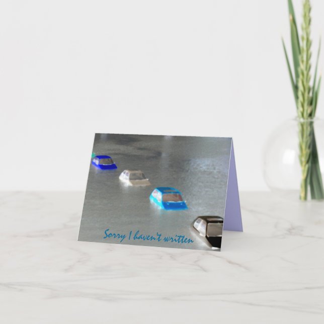 "Sorry I haven't written: I've been swamped" card (Front)