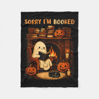 Sorry I’m Booked Ghost Reading Book Lover School H Fleece Blanket