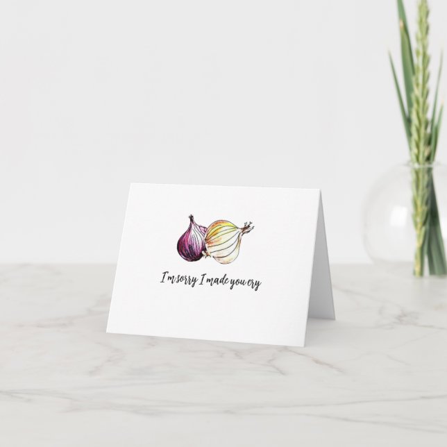 Sorry I Made You Cry Hand-Drawn Onion Cute Apology Card (Front)