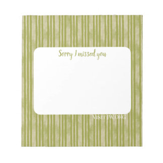 Sorry I missed you. Visit Jw.org green stripes Notepad