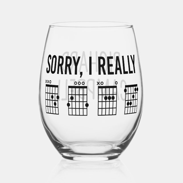 Sorry, I Really DGAF Guitar Chords Funny Custom Stemless Wine Glass (Front)