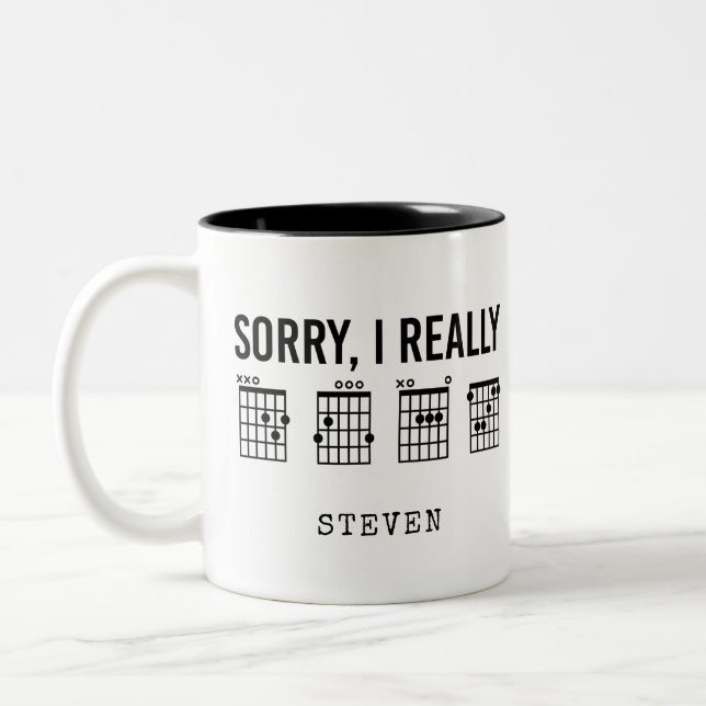 Sorry, I Really DGAF Guitar Chords Funny Custom Two-Tone Coffee Mug (Left)