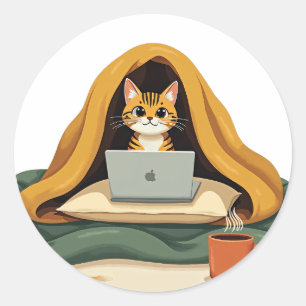 Sorry I'm Late I Didn't Want To Come Introvert Cat Classic Round Sticker
