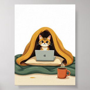 Sorry I'm Late I Didn't Want To Come Introvert Cat Poster