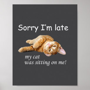 Sorry I'm Late, My Cat Was Sitting On Me. Men Wome Poster