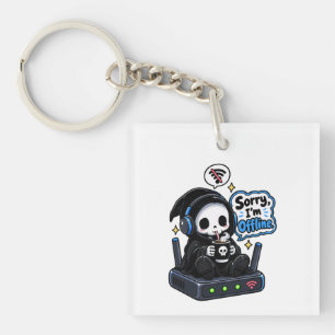 Sorry I'm offline introvert gamer humour Keychain