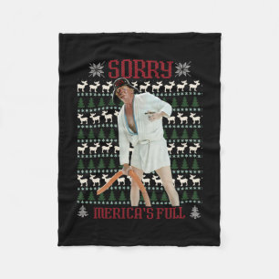 Sorry Merica's Full Funny Trump Ugly Christmas Fleece Blanket