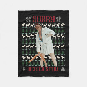 Sorry Merica's Full Funny Trump Ugly Christmas Fleece Blanket