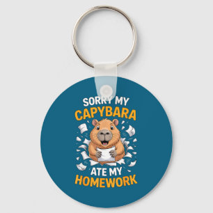 Sorry My Capybara Ate My Homework Funny Rodent  Keychain