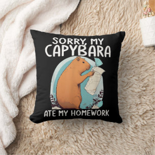 Sorry My Capybara Ate My Homework Funny Throw Pillow