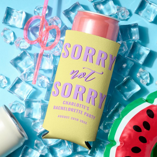 Sorry Not Sorry Bachelorette Party Favour Yellow Seltzer Can Cooler (In Situ Summer)