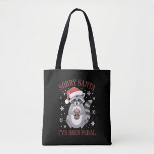 Sorry Santa I've Been Feral Christmas Raccoon  Tote Bag