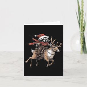 Sorry Santa Ive Been Feral Raccoon Riding Reindeer Card