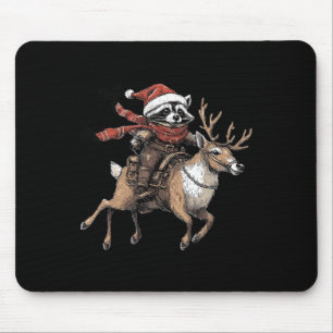 Sorry Santa Ive Been Feral Raccoon Riding Reindeer Mouse Pad
