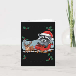 Sorry Santa I've Been Feral Raccoon Xmas Lights Re Card