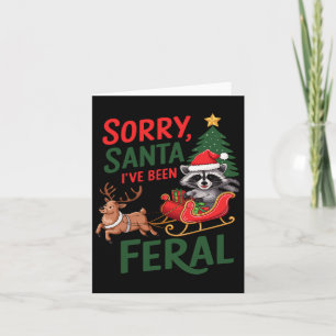 Sorry Santa I've Been Feral Raccoon Xmas Lights Re Card
