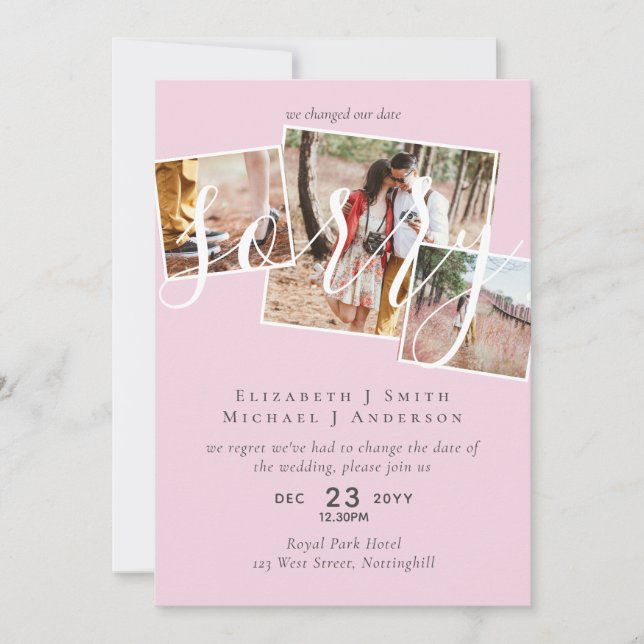 SORRY! Wedding Postponement Change of Date PHOTO (Front)