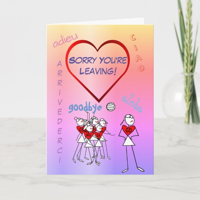 Sorry You're Leaving Netball Goodbye Greeting Card (Front)