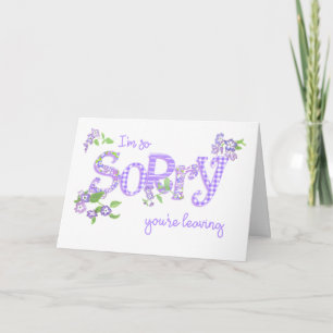 Sorry You're Leaving Phlox Flowers Word Art Card