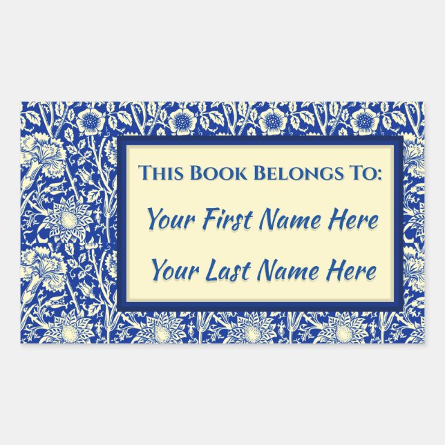 Sorta Blue Calico Personalized Bookplates Sticker (Front)