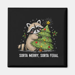 Sorta Merry Sorta Feral Christmas Raccoon Trash Pa Magnet