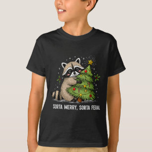 Sorta Merry Sorta Feral Christmas Raccoon Trash Pa T-Shirt