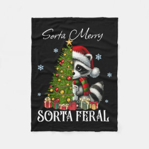 Sorta Merry Sorta Feral Raccoon Hot Cocoa Cup Chri Fleece Blanket