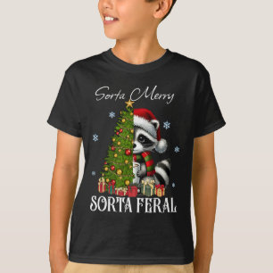 Sorta Merry Sorta Feral Raccoon Hot Cocoa Cup Chri T-Shirt