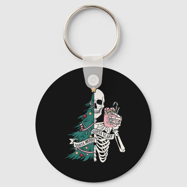 Sorta merry sorta scary christmas  keychain (Front)
