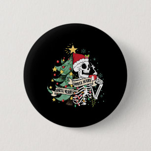 Sorta Merry Sorta Scary Skeleton Snow Christmas Xm 2 Inch Round Button