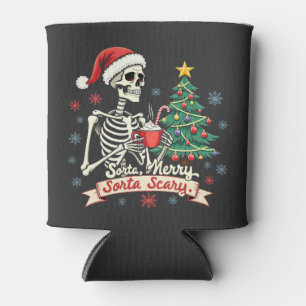Sorta Merry Sorta Scary Spooky Skeleton Xmas Can Cooler
