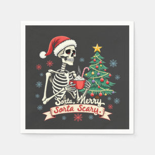 Sorta Merry Sorta Scary Spooky Skeleton Xmas  Napkin