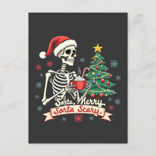 Sorta Merry Sorta Scary Spooky Skeleton Xmas  Postcard