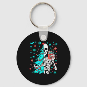 Sorta Merry Sorta Y Funny Christmas Skeleton Tree Keychain