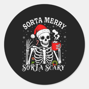 Sorta Merry Sorta Y Retro Skeleton Hot Cocoa Chris Classic Round Sticker