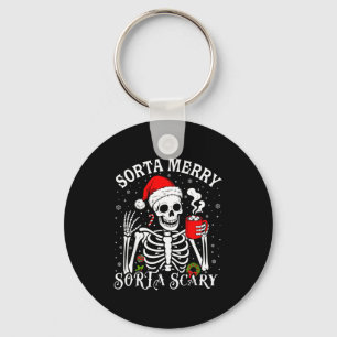 Sorta Merry Sorta Y Retro Skeleton Hot Cocoa Chris Keychain